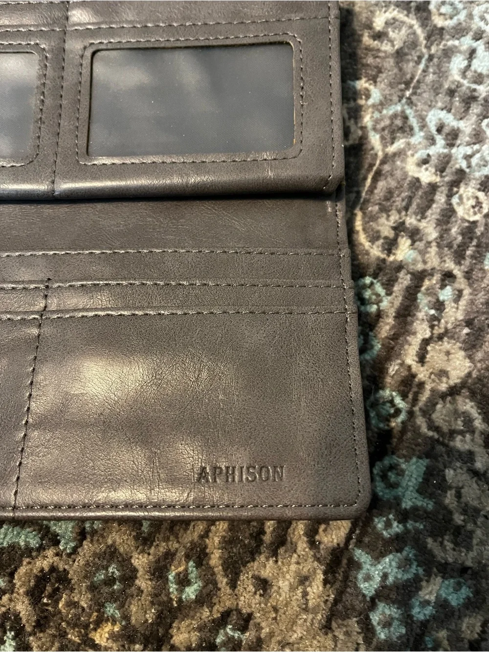 Women's Gray Faux Leather Fold-Over Wallet - Stylish Floral Cutout